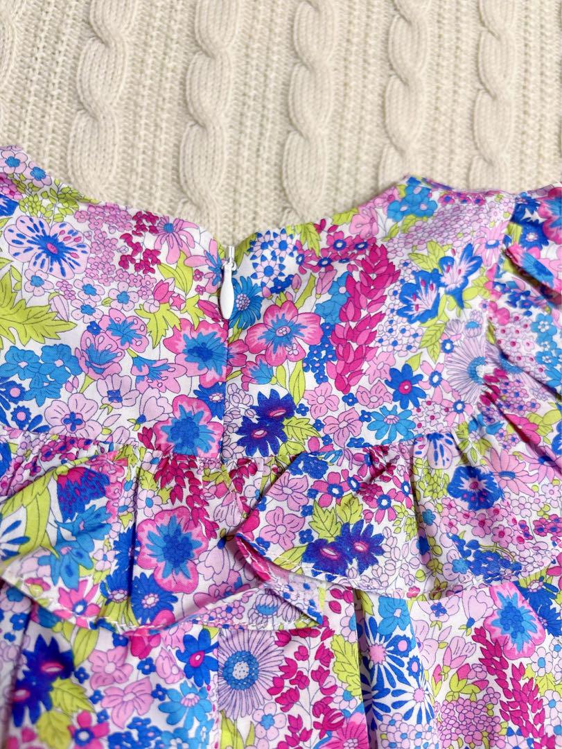 新品　Jacadi × LIBERTY 花柄　フリル　ワンピース　ピンク　4A