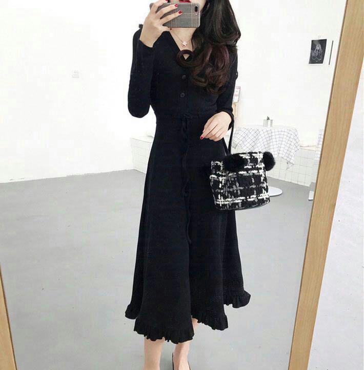 ロングワンピース レディース フレアスカート きれいめ フリル フェミニン