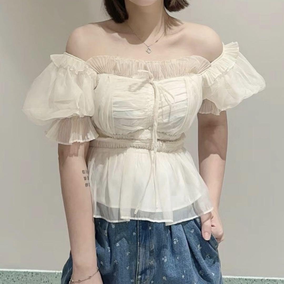 公式通販サイトセール トップス♡人気 ふわふわ きれいめ♡肩出し 薄手 衣装 量産型 シャツ+ブラウス(半袖+袖なし)