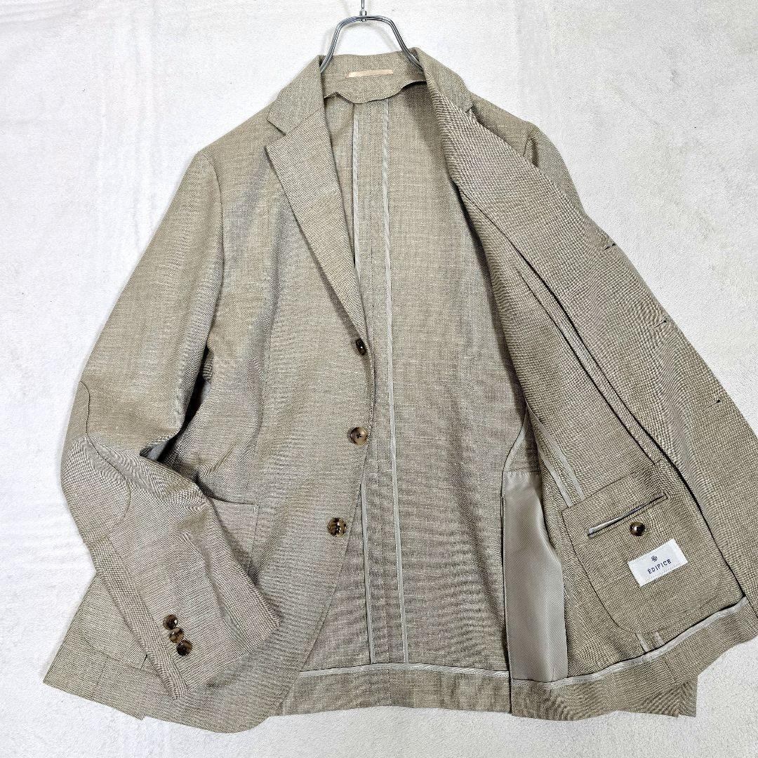 極美品 エディフィス テーラードジャケット シルク リネン エルボーパッチ L