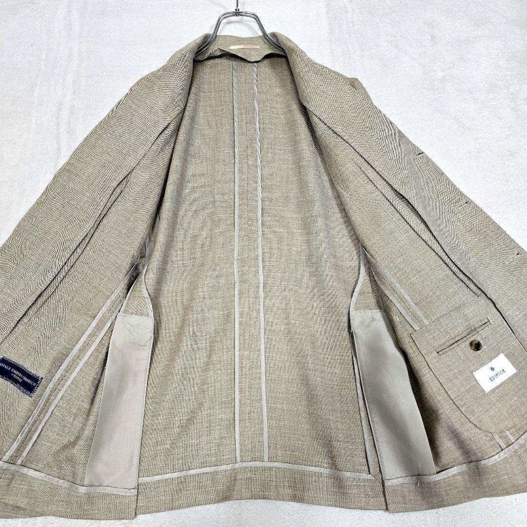 極美品 エディフィス テーラードジャケット シルク リネン エルボーパッチ L