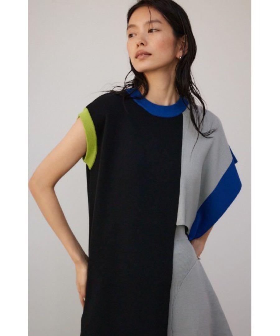 最終出品!最終値下げ!アズール♡PULSアシンメトリーブロッキングニットベスト