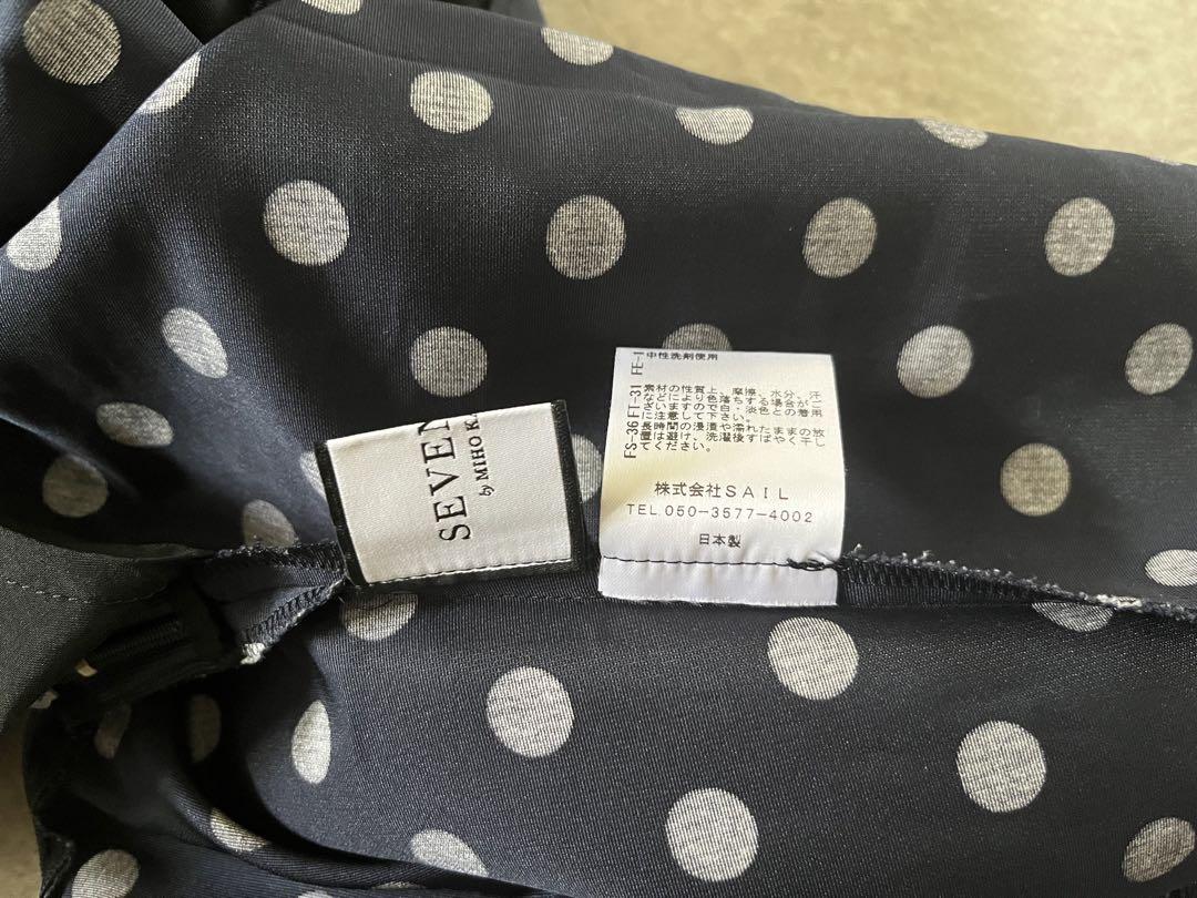 SEVENTEN ドットパンツ　ネイビー　サイズS