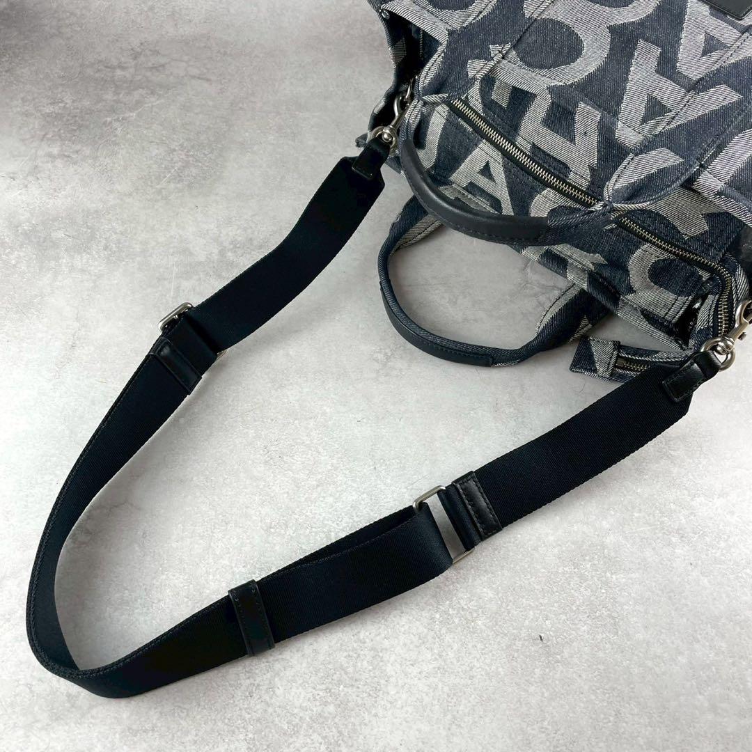 未使用級 マークジェイコブス モノグラム デニム トート A4可 2way ロゴ 未使用級 マークジェイコブス モノグラム デニム トート A4可 2way ロゴ