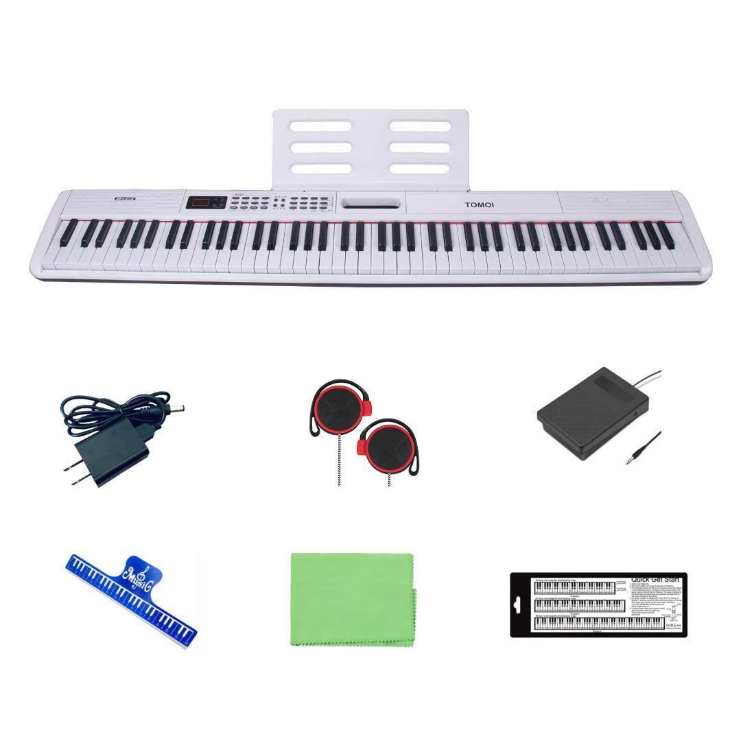 新製品情報も満載 電子ピアノ 88鍵盤 軽量 日本語表記 ペダル MIDI対応 電池駆動 鍵盤楽器