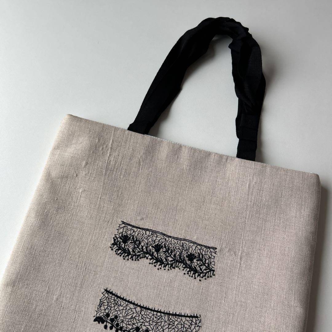 レース刺繍、すずらんかごバッグ