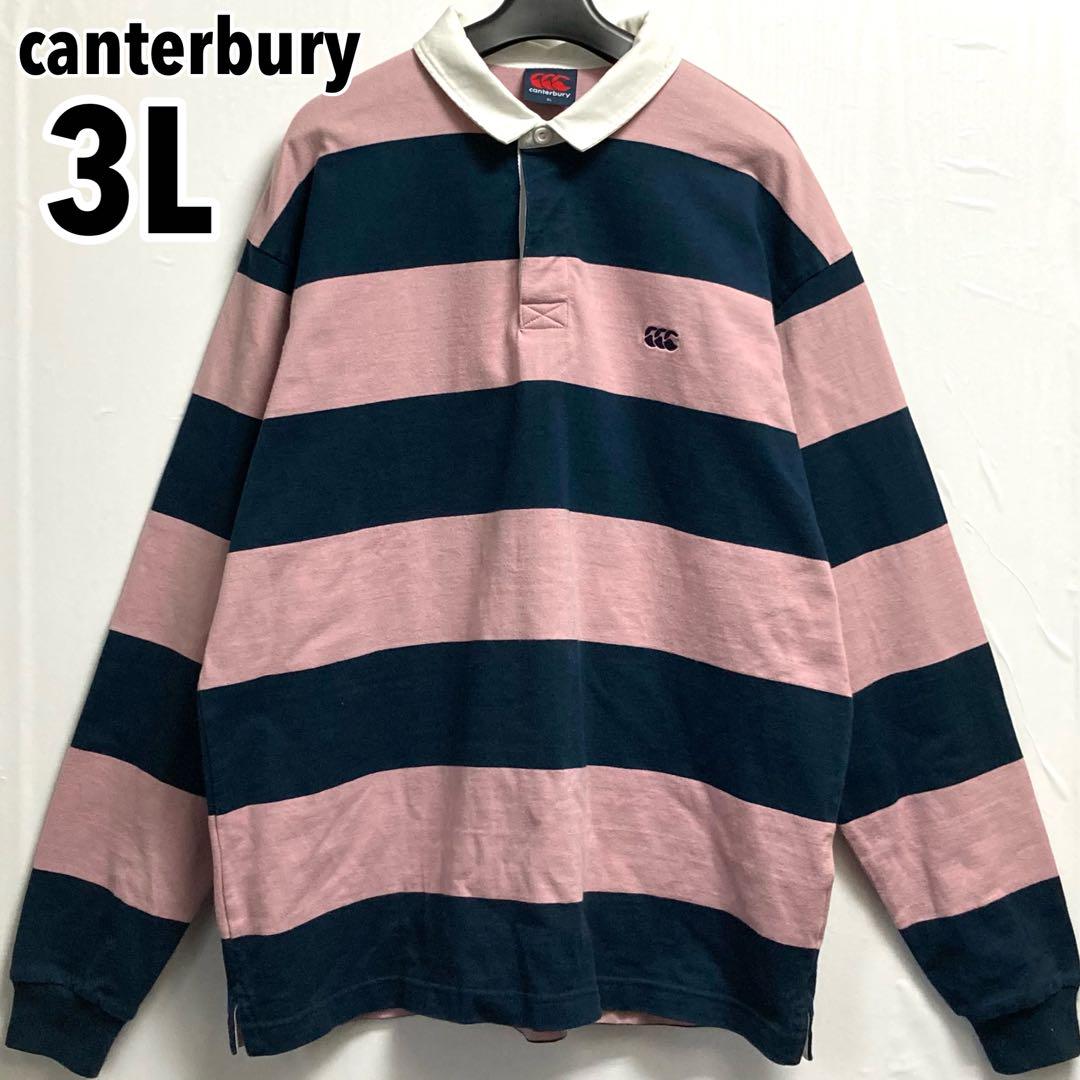 CANTERBURY カンタベリー ラガーシャツ ボーダー 刺繍 紺白 XL
