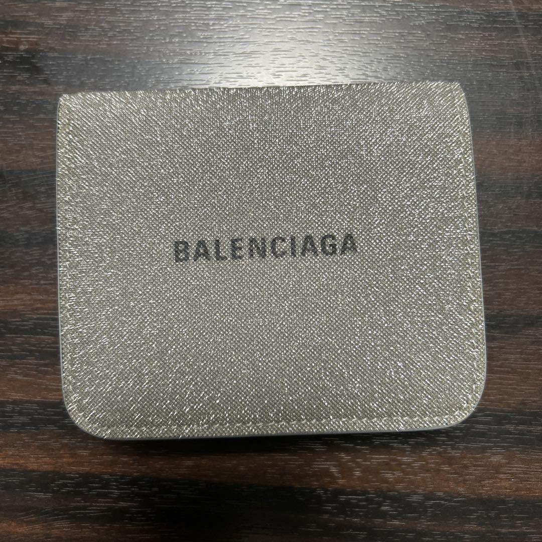 BALENCIAGA バレンシアガ 二つ折り財布 レザー シルバー