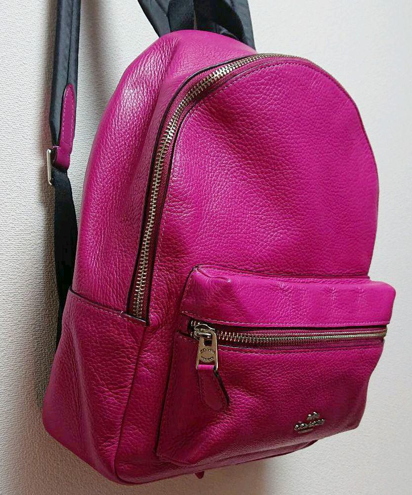 定番通販 専用のお品物です COACH 大きめのレザーリュック ビビッドピンク 2lfr3-m74017767960 在庫大得価