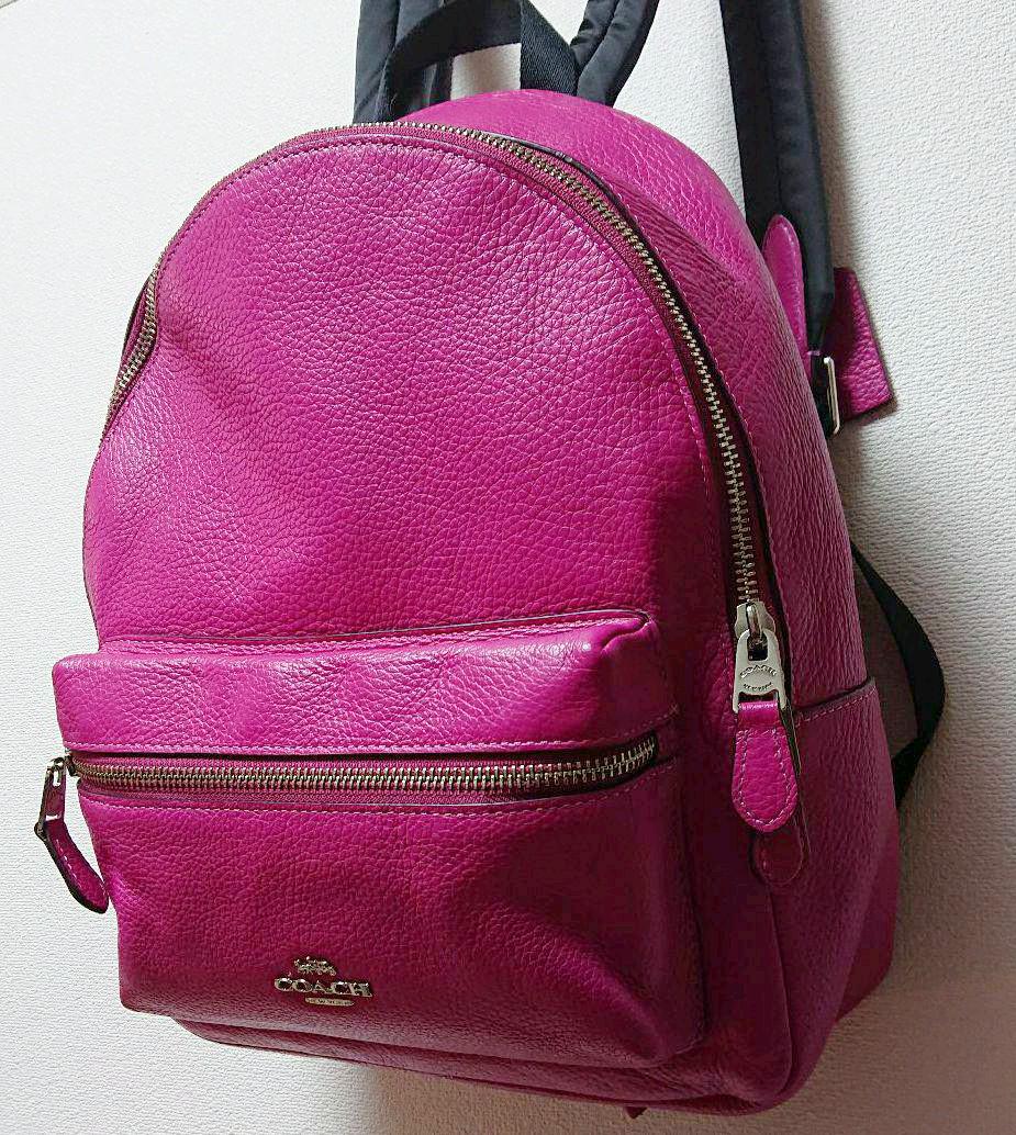 定番通販 専用のお品物です COACH 大きめのレザーリュック ビビッドピンク 2lfr3-m74017767960 在庫大得価