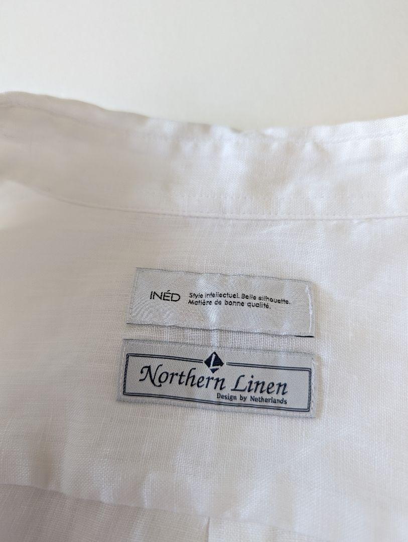 極美品INEDイネド　リネン長袖シャツ　麻NORTHERN LINENホワイト9