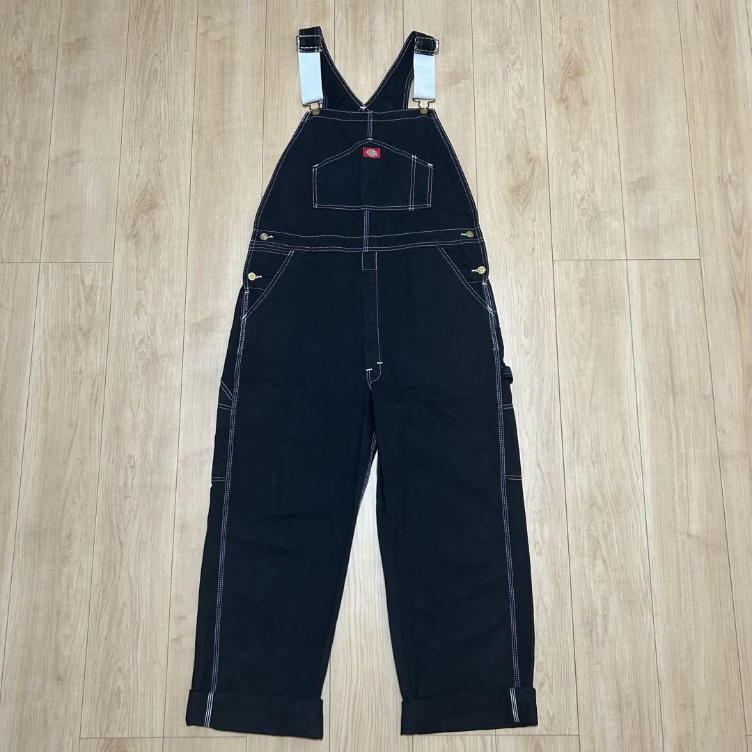 Dickies デッキーズ オーバーオール ブラック 黒 ステッチ