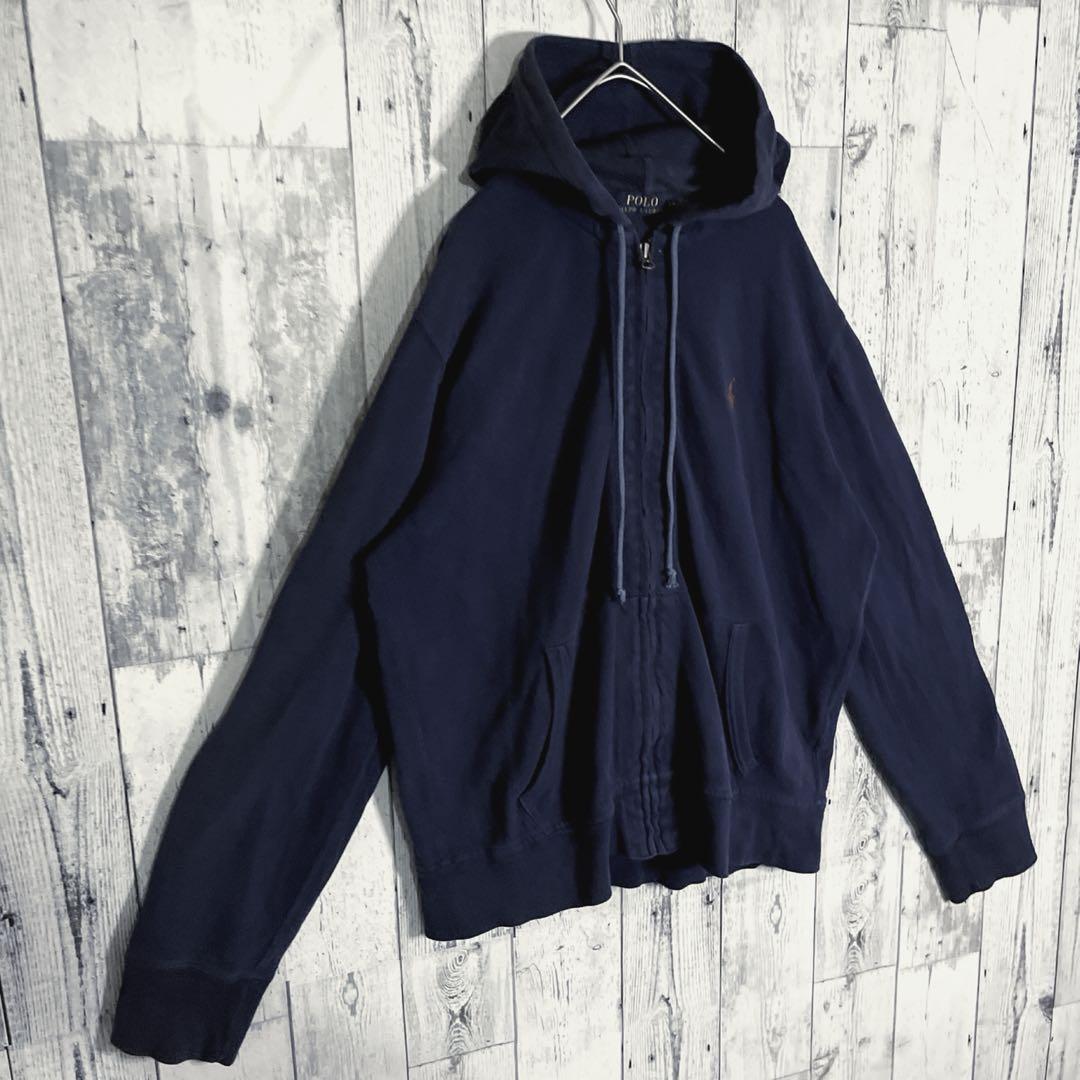 ポロラルフローレン✨ジップアップパーカー　パーカー　ネイビー　Mサイズ　ロゴ POLO RALPH LAUREN ポロ ラルフローレン ボーイズ ベーシック