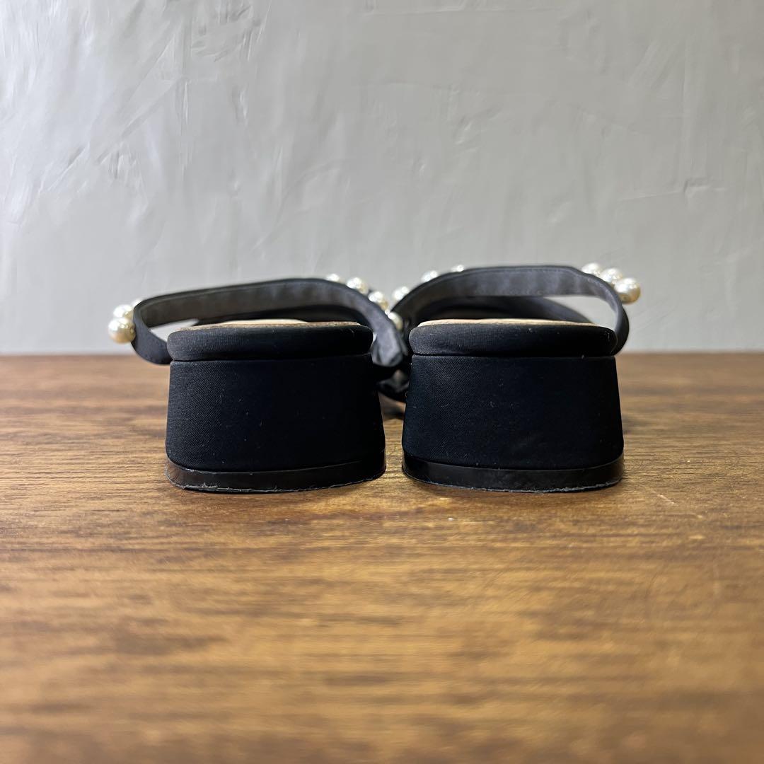 極美品】LE TALON ドットチュール パールストラップ ミュール S