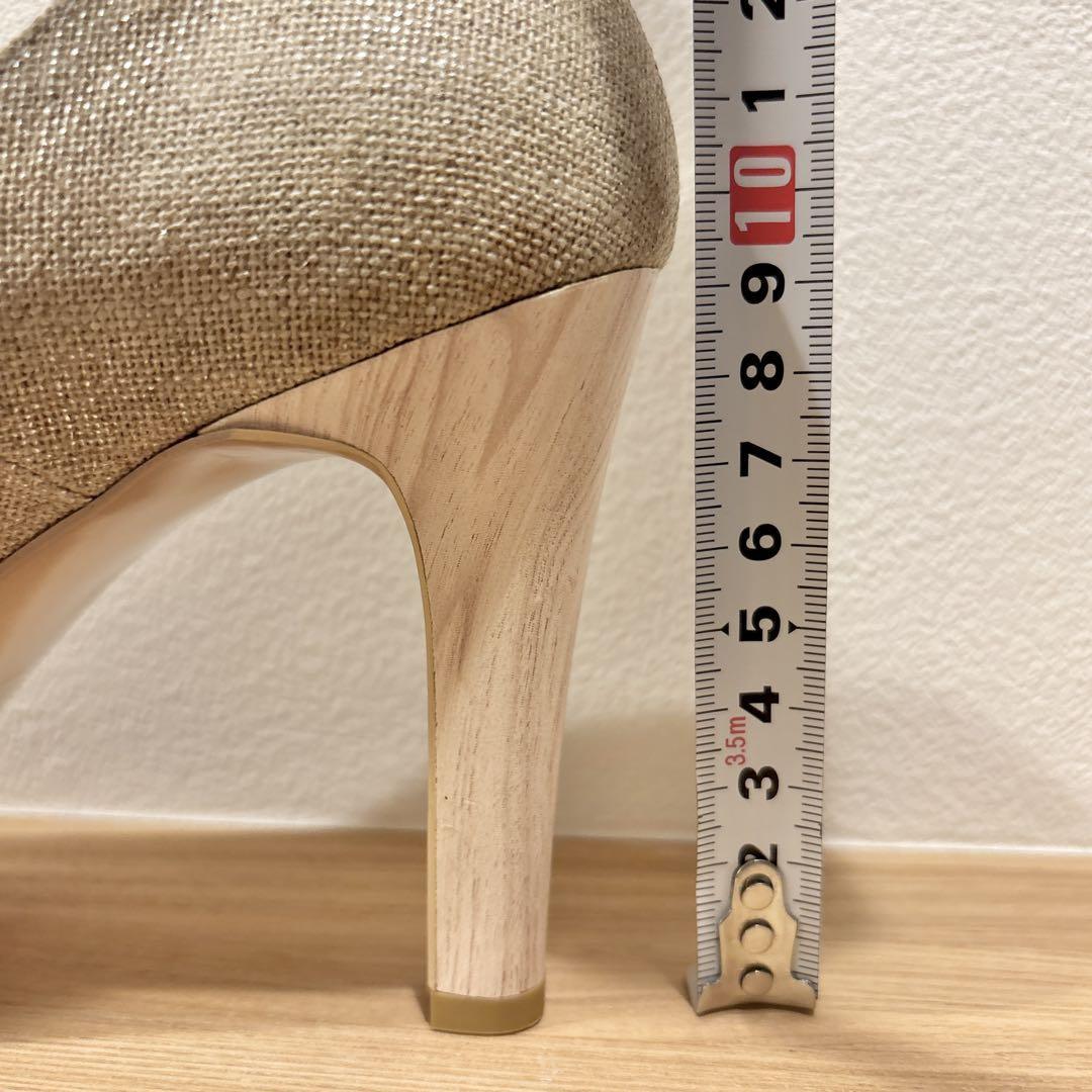 未使用品♡モードエジャコモ ベージュ オープントゥ パンプス 23cm リネン