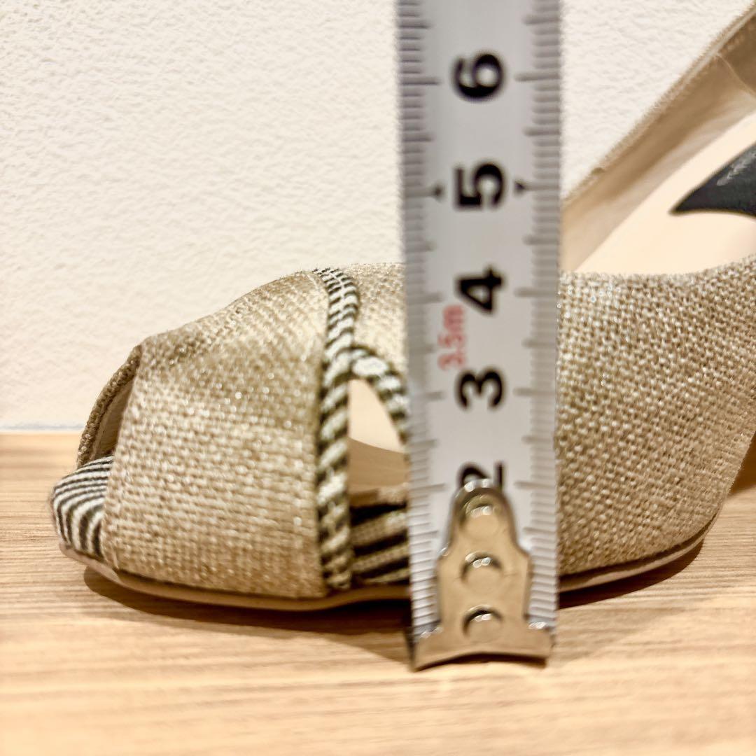 未使用品♡モードエジャコモ ベージュ オープントゥ パンプス 23cm リネン