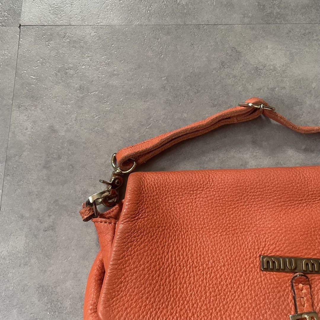 希少カラー❗️】archive miumiu レザーショルダーバッグオレンジ