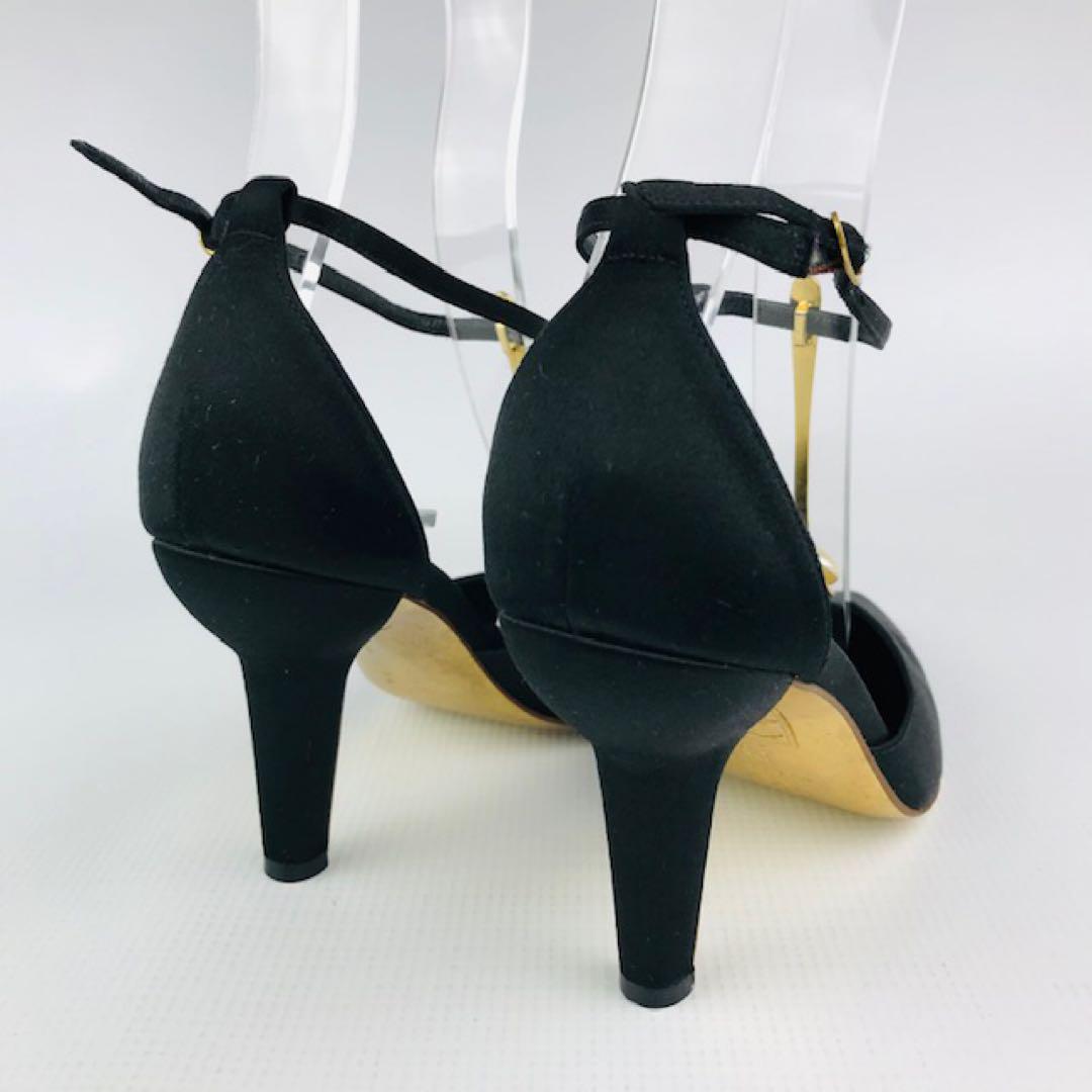 美品★CHANEL・サテンレザー ロゴパール メタルココマーク パンプス(37)