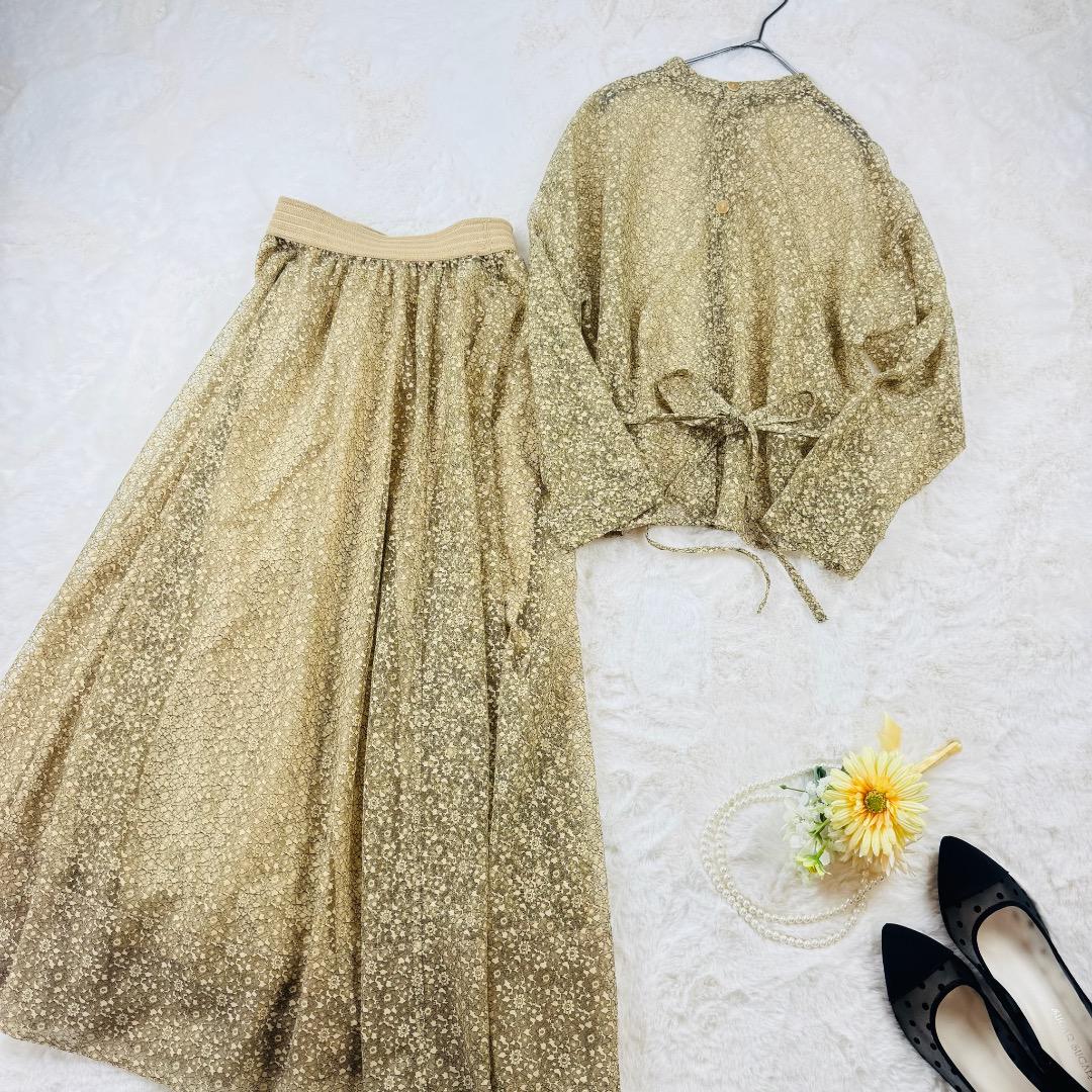 lily brown バリエーションシースルートップス　花柄レース　セットアップ