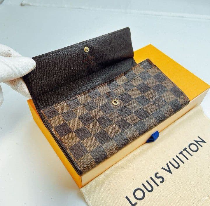 送料無料美ルイヴィトンダミエポルトフォイユサラ二つ折り長財布やや傷や汚れあり