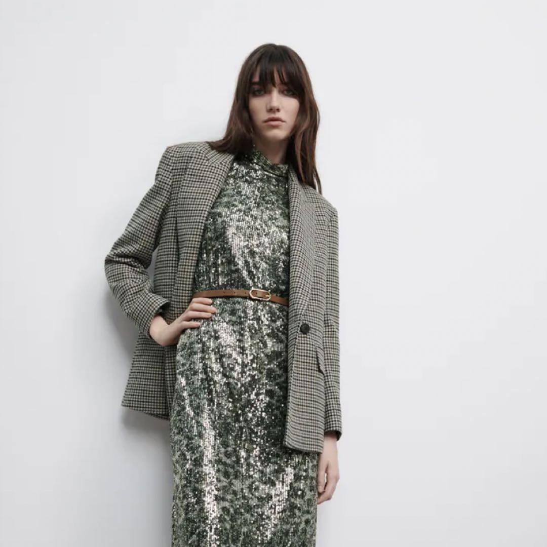 ZARA チェック柄ケープジャケット 4749/754 ZARA】チェック柄ケープジャケット 4749/754/049 (ZARA