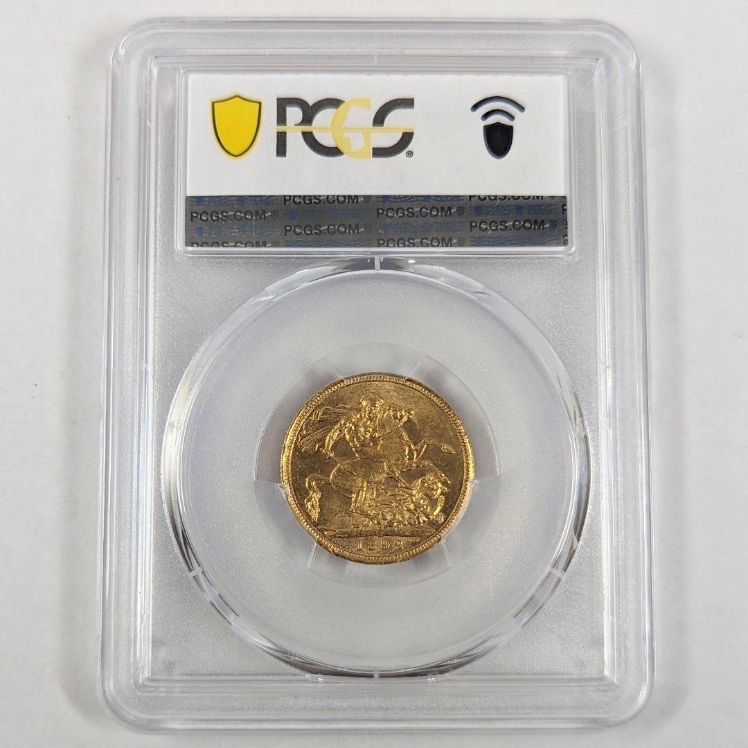 1892年 オーストラリア ヴィクトリア女王 ソブリン 金貨 PCGS MS62