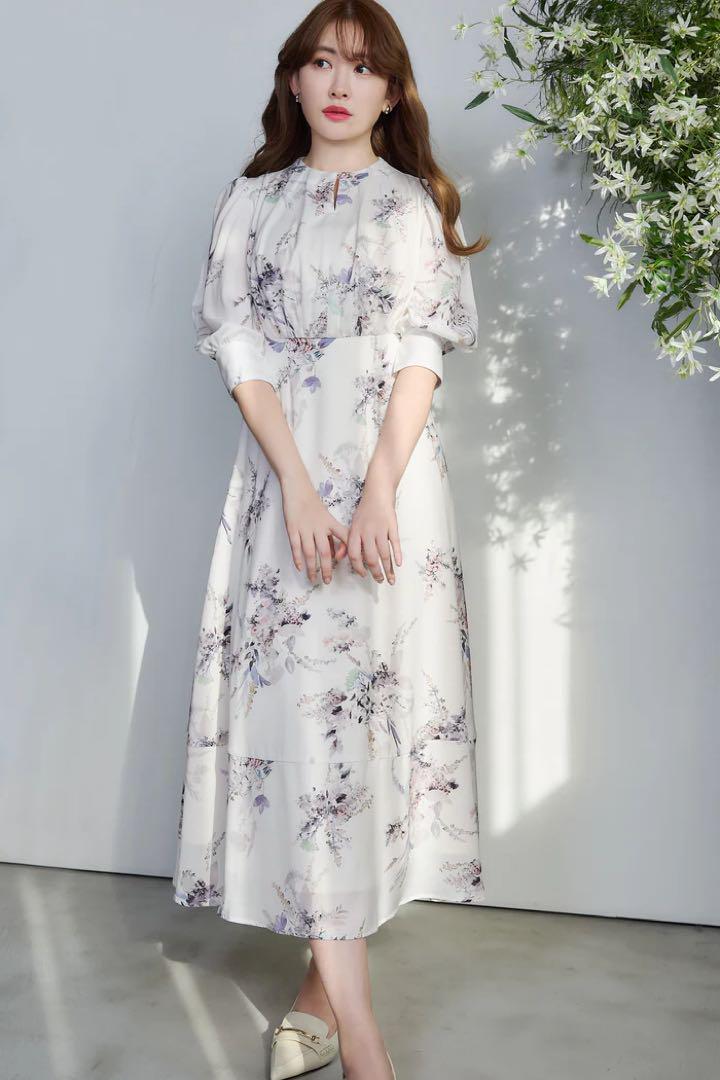 French Bouquet Puff Sleeve Dress