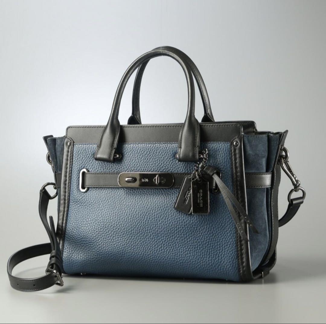 美品　COACH スワッガー　レザー ハンドバッグ ショルダー　2WAY 送料無料 コーチ COACH スワッガー レザー 2WAY ハンドバッグ