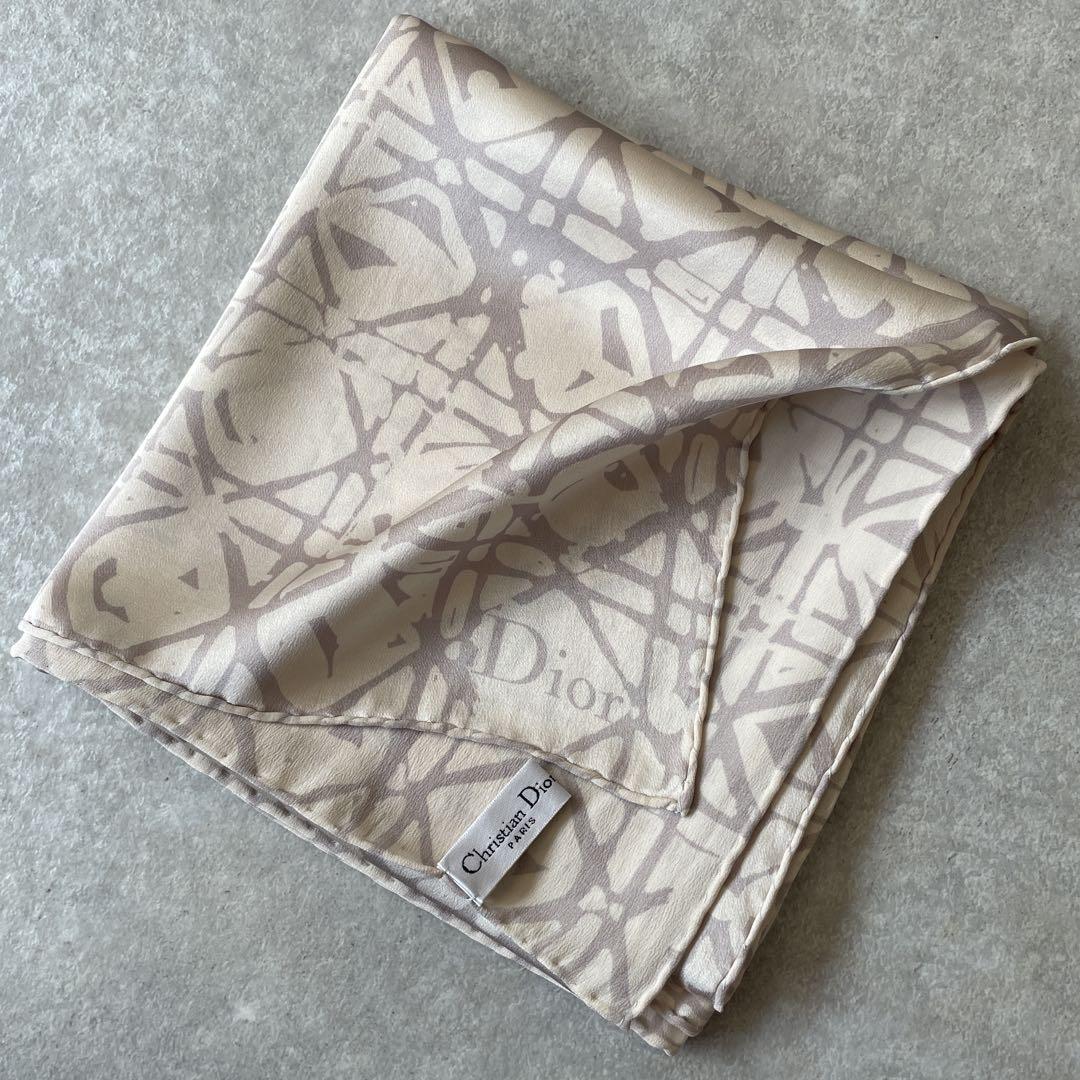 美品 クリスチャンディオール Dior カナージュ柄 シルク大判