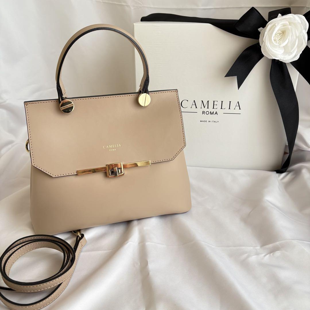 値下げ中⭐︎CAMELIAROMA カメリアローマ レザーハンドバッグ　カメオ