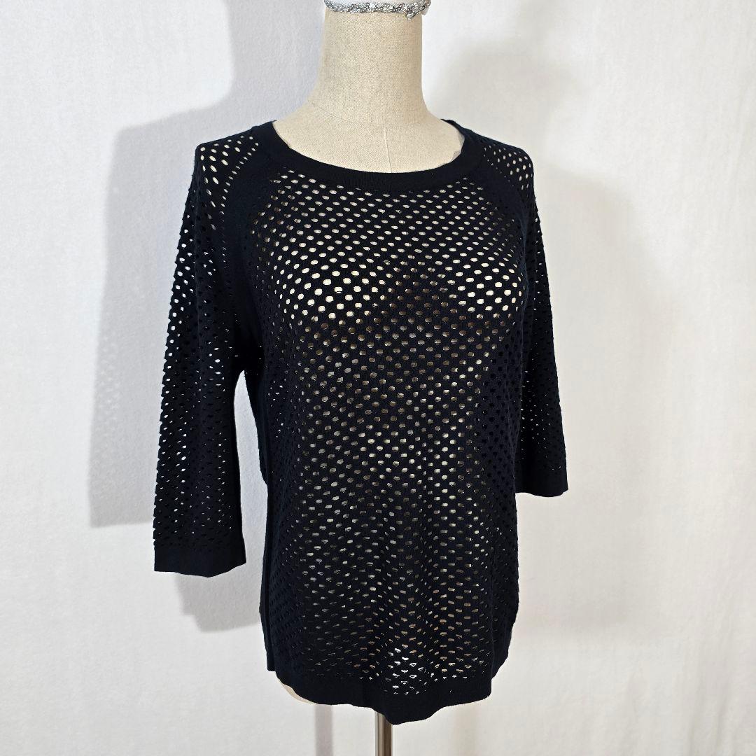 【美品】モガ　アイレットカットソー　メッシュニットセーター ドット柄 透かし編み