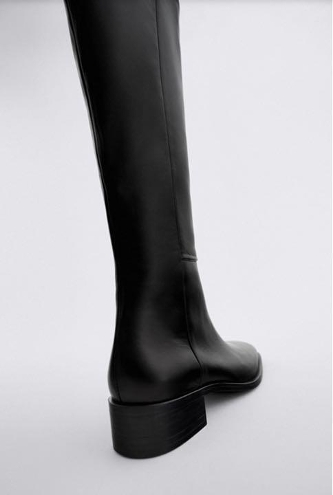 よろしくお ZARA ロングブーツ 黒38 iZBOX-m74058927084 リアルレザー らくらくメ