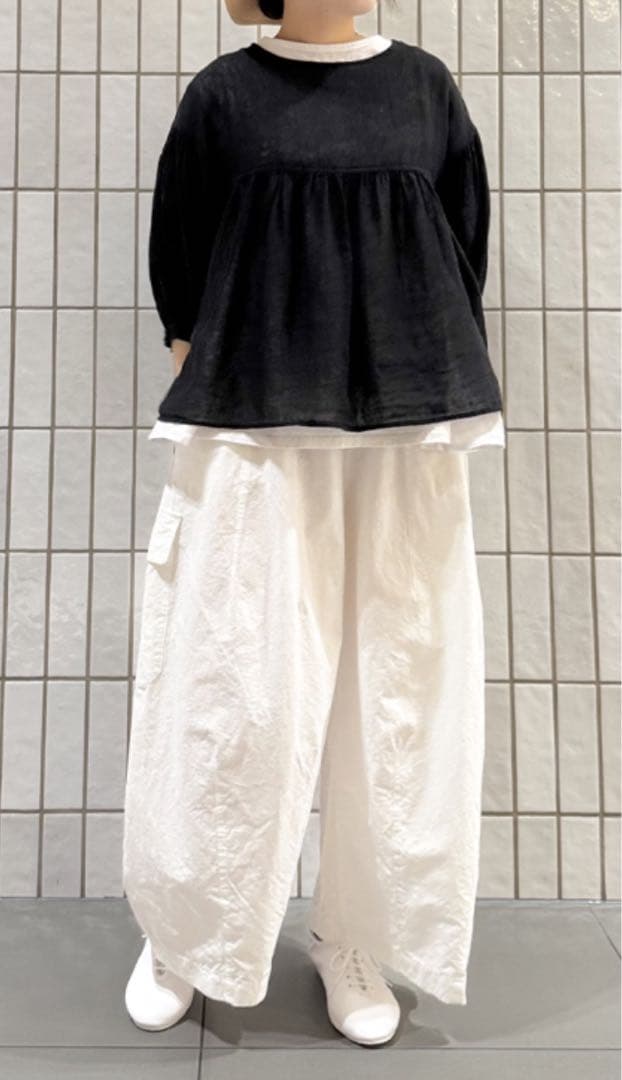 《本日限定お値下げ》nest Robe リネンガーゼ ギャザーブラウス