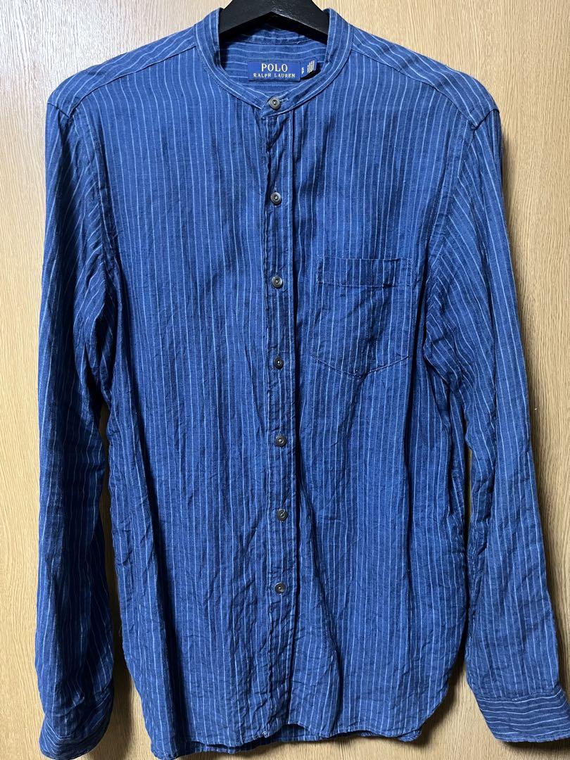POLO RALPH LAUREN リネンシャツ S バンドカラー ストライプ 7,954円