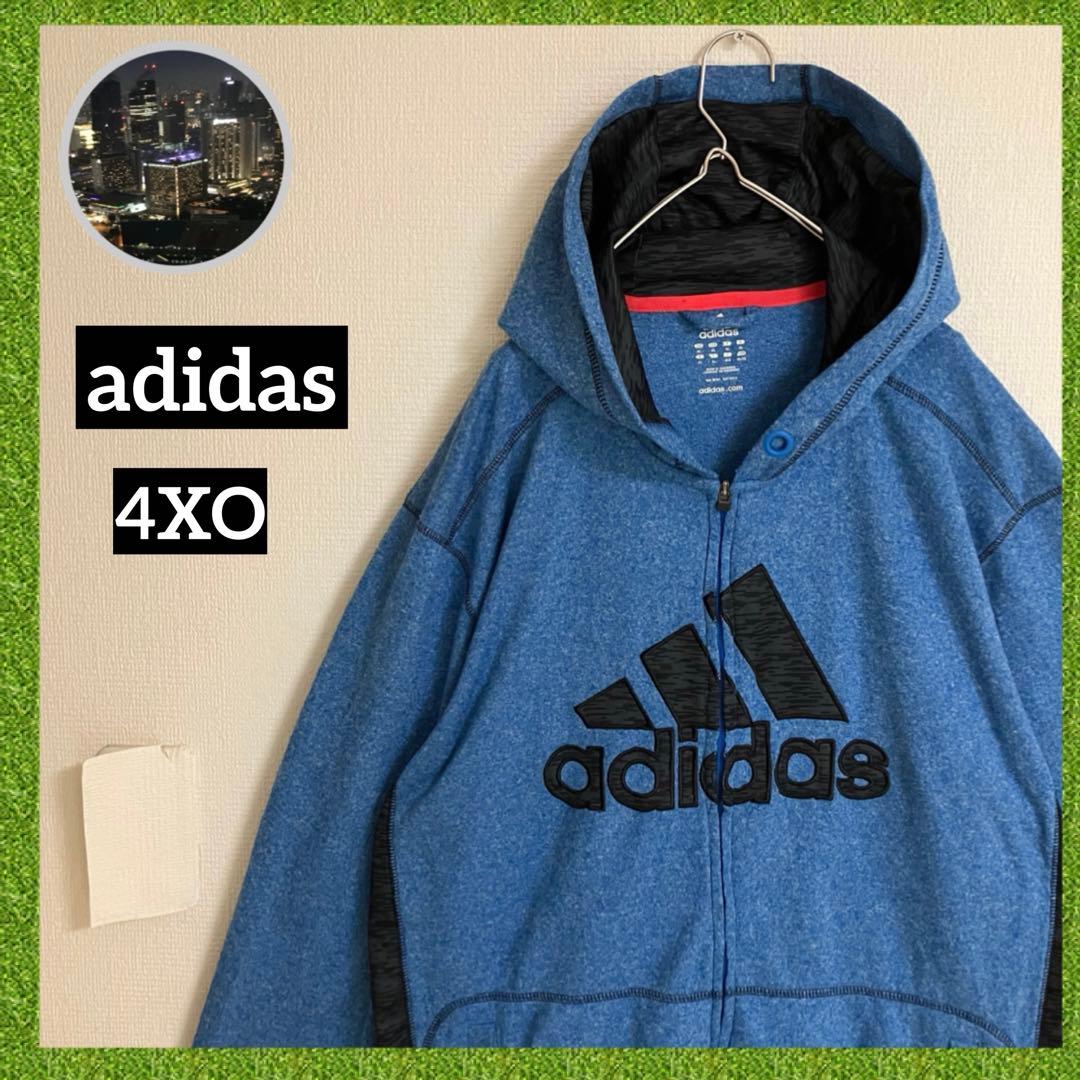 アディダス 4XO 刺繍ビッグロゴ バイ フルジップ スウェット パーカー4XL 5L 以上 adidas