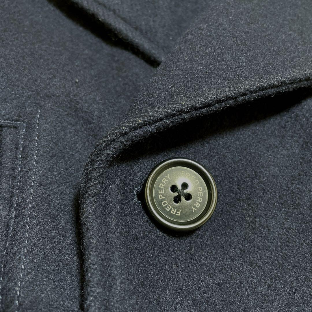 【美品】フレッドペリー FRED PERRY メルトン Ｐコート ネイビーＭ