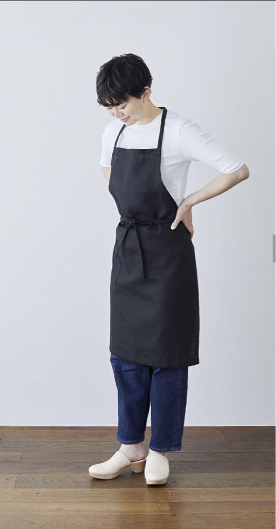 fog linen work リネンデイリーエプロン　17ブラック