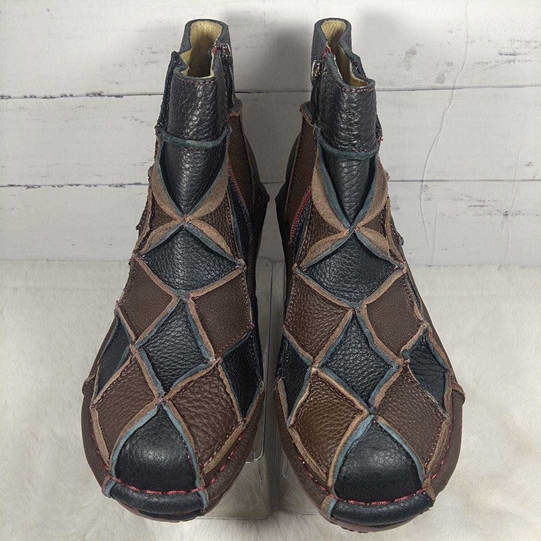 【極美品】Estacion エスタシオン パッチワークデザインショートブーツ