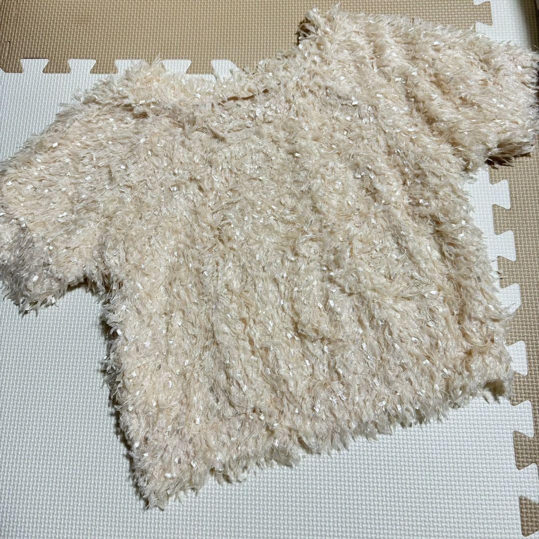 Hinari ヒナリ フェザーヤーン半袖プルオーバー アイボリー