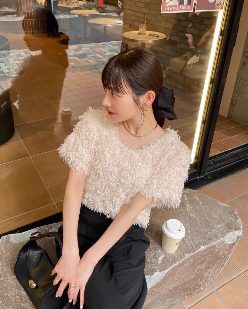 hinari ヒナリ フェザーヤーン半袖プルオーバー アイボリー フェザーヤーン半袖プルオーバー（Tシャツ/カットソー）｜hinari
