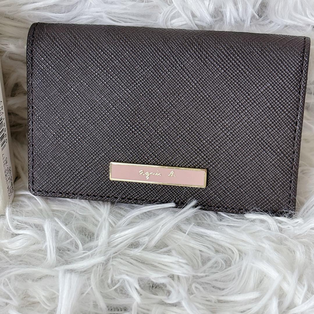 新品 agnes b. ブラック 名刺入れ ピンク - メルカリ