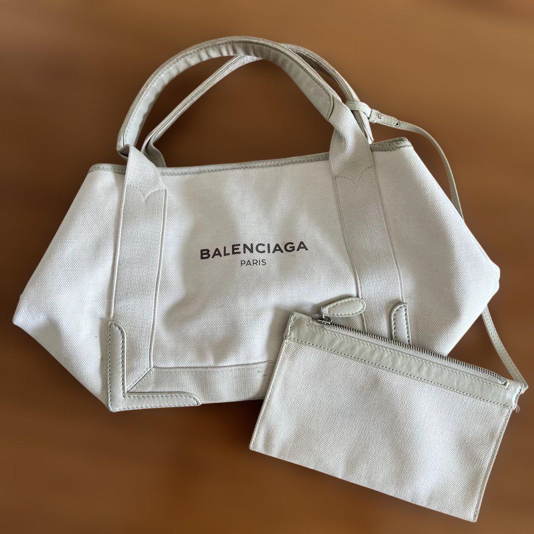 【BALENCIAGA】トートバッグ ロゴ バレンシアガ レザー キャンバス ロゴ トートバッグ ポーチ付