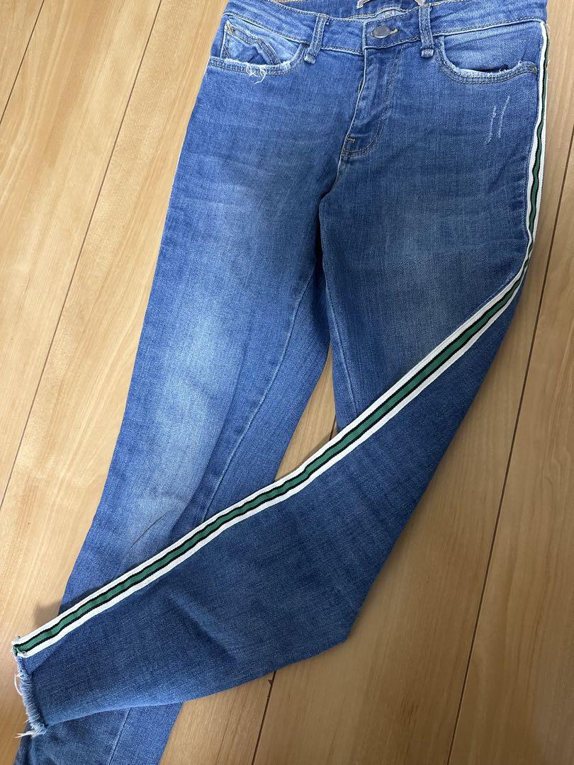 ZARA ブルースキニーデニム サイドストライプ 34 - メルカリ