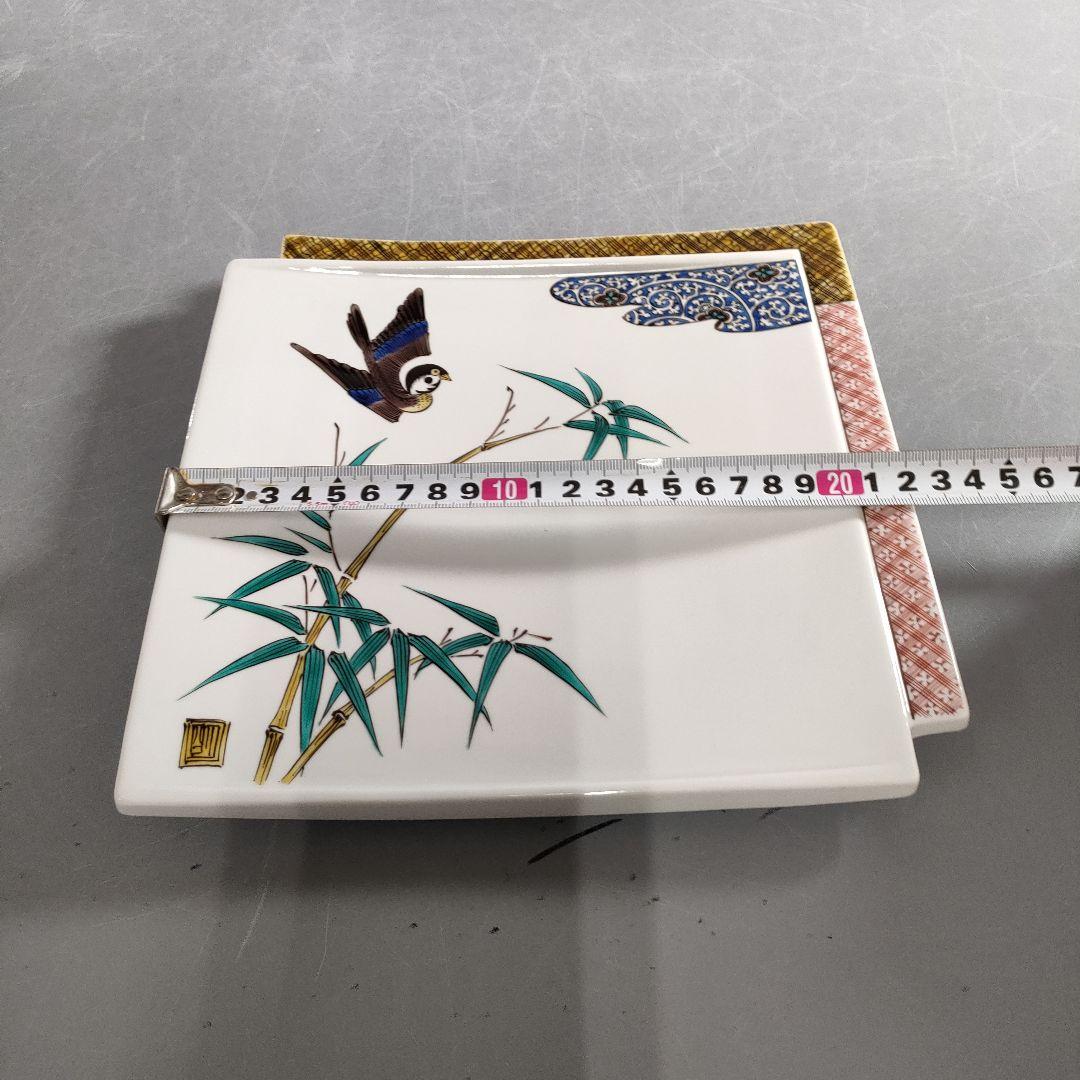 440-3/九谷焼/色絵/竹雀文/角鉢揃/5客