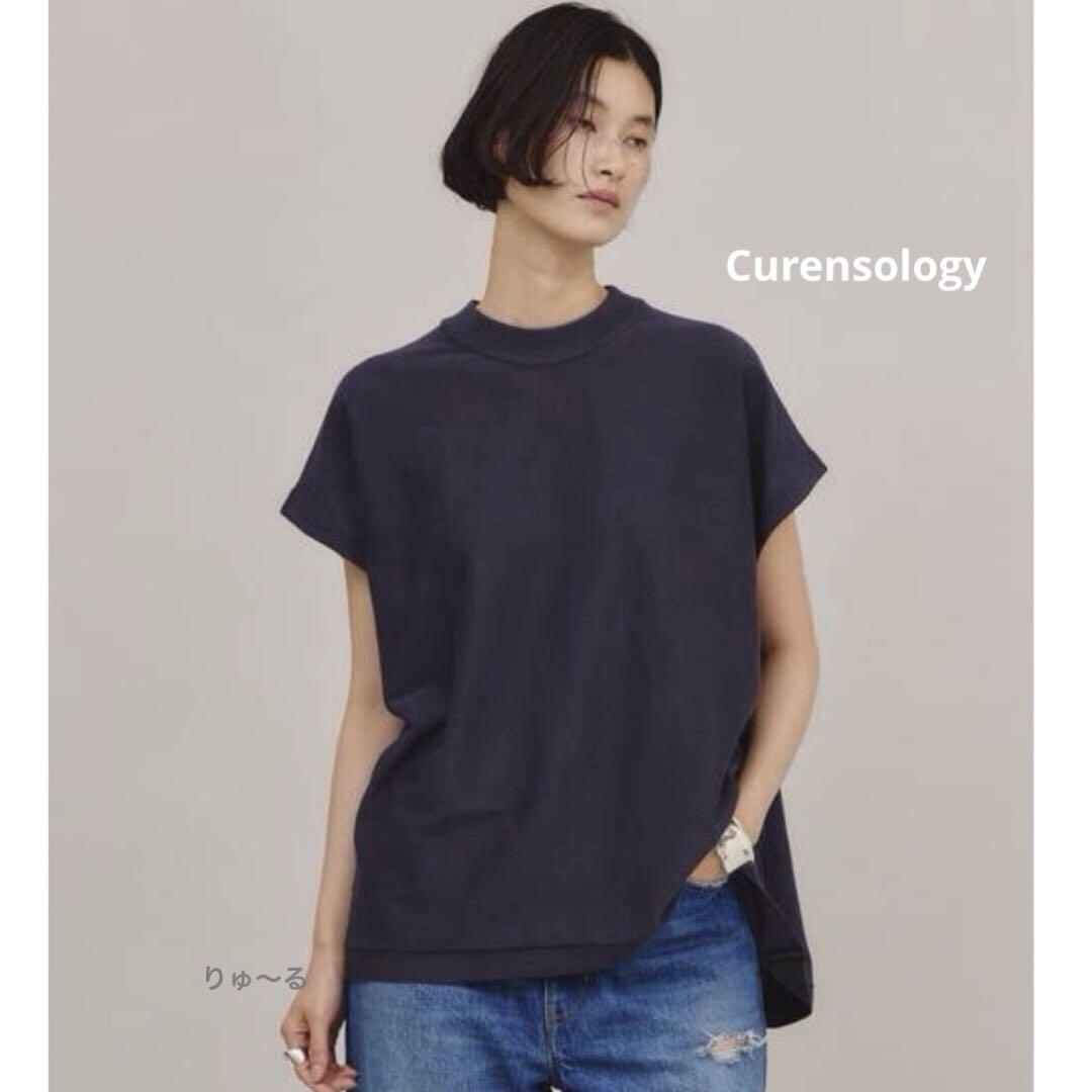 美品⭐️Curensology カレンソロジー ニットフレアトップス／ネイビー