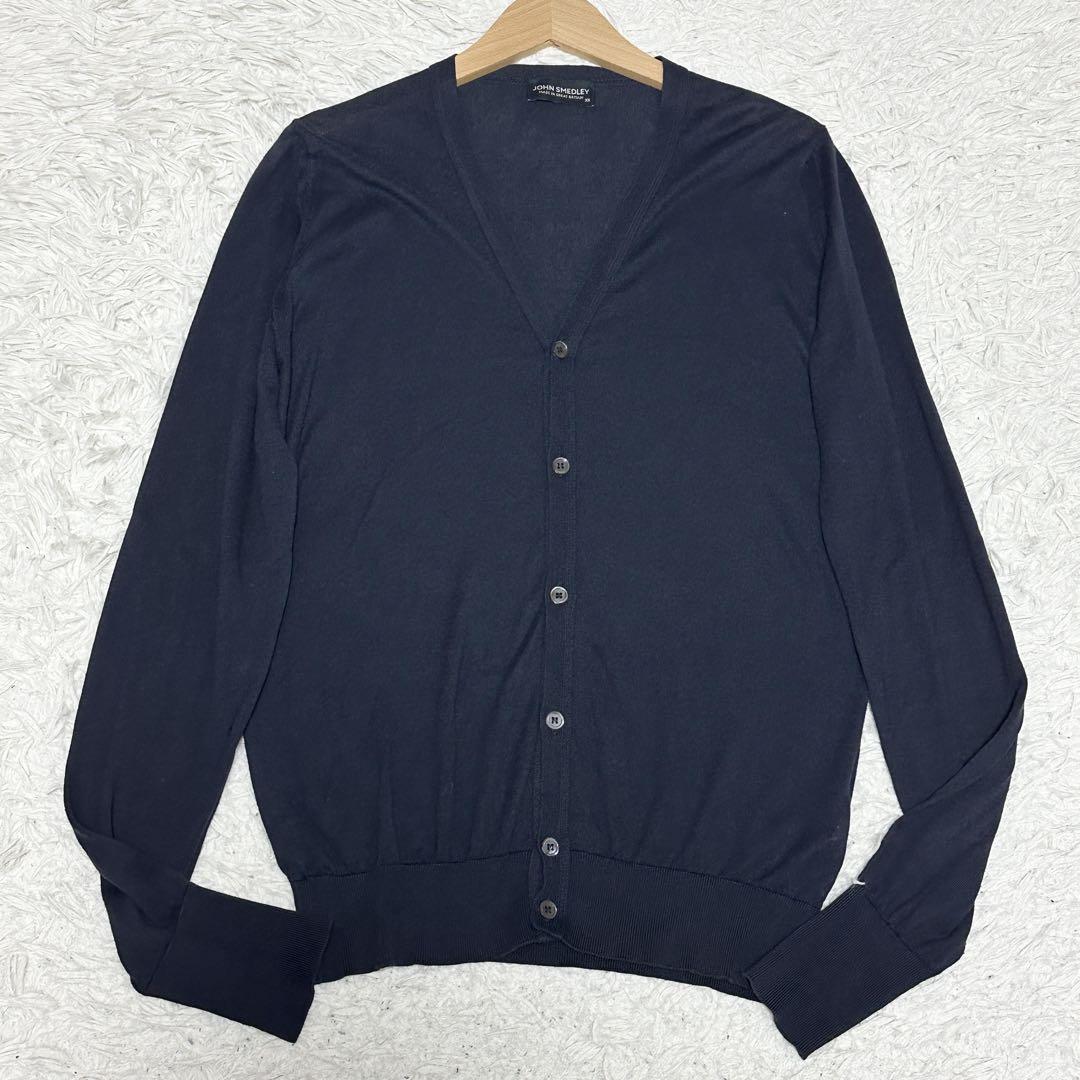 新品未使用タグ付き◆ジョンスメドレー◆コットンニットカーディガン◆S◆ネイビー 美品 ジョンスメドレー シーアイランドコットン カーディガン S