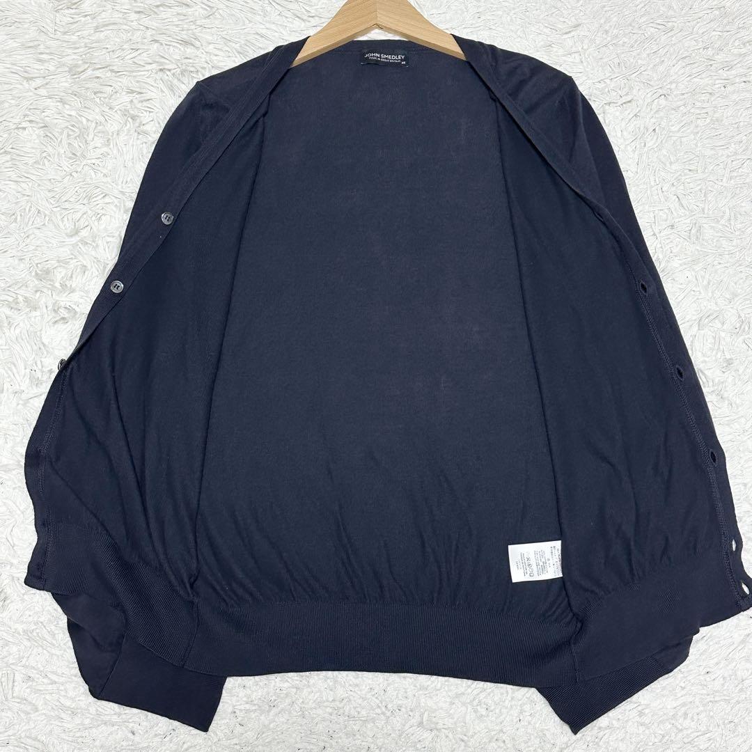 ✨美品✨ジョンスメドレー　現行タグ　カーディガン　シーアイランドコットン　紺　Ｍ 現行タグ シーアイランドコットン100% ジョンスメドレー Vネック