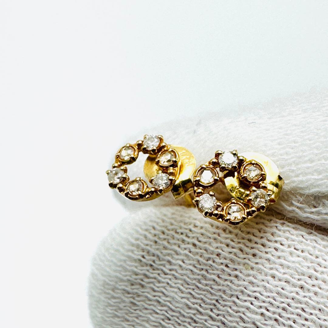 agete アガット K18 ダイヤモンドピアス 0.03ct サークル - メルカリ