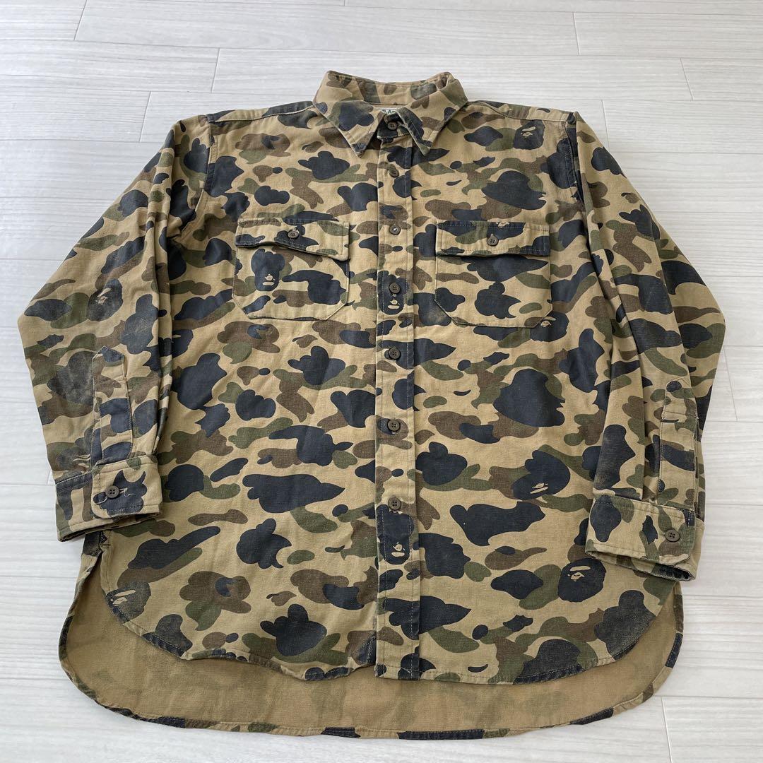 エイプ 90s最初期ファーストカモ長袖シャツ厚手
