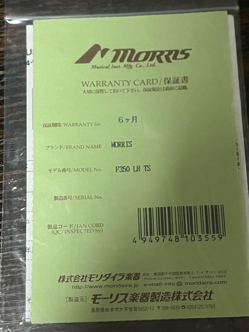 【本日限定価格】Morris アコースティックギター（レフティ左利き)